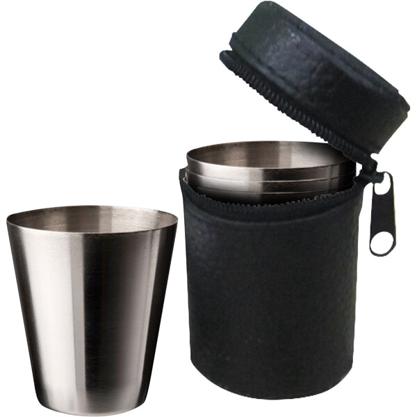 Benny Snapsmugg 4-pack i läder fodral